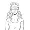 Blindfolded girl coloring vector illustration