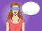 Blindfolded girl pop art vector illustration