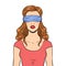 Blindfolded girl pop art vector illustration