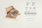 Blindness disease poster with eye test chart and blue eye on left
