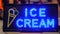 Blinking Led Ice Cream Shop Street Food Advertisement Sign. 4K.