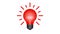 Blinking red lamp bulb turns on and off, flashing beams of light. Animated alarm, danger, warning cartoon icon. Gloving lamp