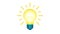 Blinking yellow lamp bulb turns on and off, flashing beams of light. Animated idea sign, cartoon icon. Gloving lamp symbol on