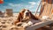 A blissful Basset Hound dog lounges on a sun lounger