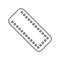 Blister of contraception icon. Line art logo of pill pack. Black illustration of small round medicines in package. Contour