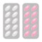 Blister packs oval pills realistic vector set