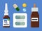 Blister of Pills Bottles Set Vector Illustration