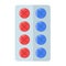 Blister with red and blue pills flat style for medicine and healthcare design
