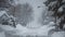 Blizzard Chaos: Intense Snowstorm Engulfs Landscape in White Blanket