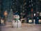 Blizzard in new york city. build snowman. 3d rendering