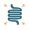 Bloated intestines colored icon. Diseases internal organ, flatulence symbol