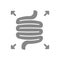 Bloated intestines grey icon. Diseases internal organ symbol