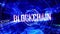 Block Chain glow gold text on blue HUD animaiton