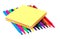 Block Colored sticker for reminders on white background, office