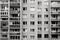 Block of flats, black and white photography, urban building, real estate concept.  Council tower block.Expensive prices for flats.