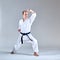 Block the hand athlete trains in a formal exercise karate