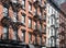 Block of historic buildings on Orchard Street in the Lower East Side of New York City