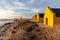 Block of historic red slave huts in Bonaire, Caribbean