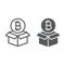 Block reward line and glyph icon, bitcoin