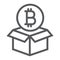 Block reward line icon, bitcoin and money