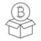 Block reward thin line icon, bitcoin and money