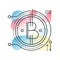 Blockchain bitcoin vector concept in trendy line with gradient flat color.