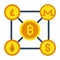 Blockchain, blockchain transaction, cryptocurrency, cryptocurrency chain fully editable vector icons