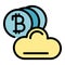 Blockchain cloud icon color outline vector