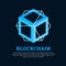 Blockchain concept with blue block layer to layer white line block sign vector design