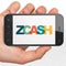 Blockchain concept: Hand Holding Smartphone with Zcash on display