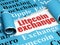 Blockchain concept: red text Litecoin Exchange under the piece of torn paper
