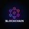 Blockchain line icon logo concept on dark background. Cryptocurrency data sign design. Abstract geometric block chain technology b