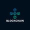 Blockchain line icon logo concept on dark background. Cryptocurrency data sign design. Abstract geometric block chain technology b