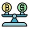 Blockchain money scales icon color outline vector