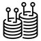 Blockchain server rack icon, outline style