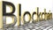 Blockchain sign in gold and glossy letters