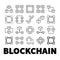 Blockchain vector icons. Set of 20 block chain concept symbols