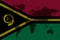 Blockchain world map on the background of the flag of vanuatu and cracks. vanuatu cryptocurrency concept