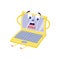 Blocked access to web pages concept with upset because of internet block laptop cartoon character.