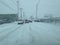 Blocked city road in major snow storm