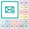Blocked mail flat color icons with quadrant frames