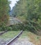 Blocked railroad line after a hurricane