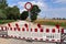 Blocked road at a construction site on a northern german road on a sunny day