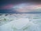 blocks of ice on the coast of sea. artic winter landscape