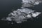 Blocks of ice floating in the Spree river in Berlin MItte