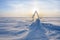 Blocks of ice gleaming in the sun, snow, frost