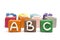 Blocks made of modeling clay with letters A B C