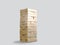 Blocks wood game jenga on gray background.