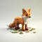 Blocky Art Fox: Humorous Animal Scene With Accurate And Detailed 3d Modeling