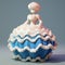 Blocky Blue And White Rococo Doll Sculpt With Meticulous Design